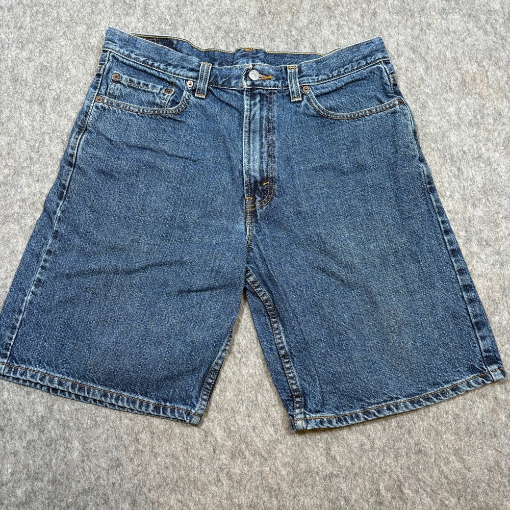 Levi's 500 Jean Shorts Men's Size 33 Dark Wash Blue Denim Mid Rise Travel Casual